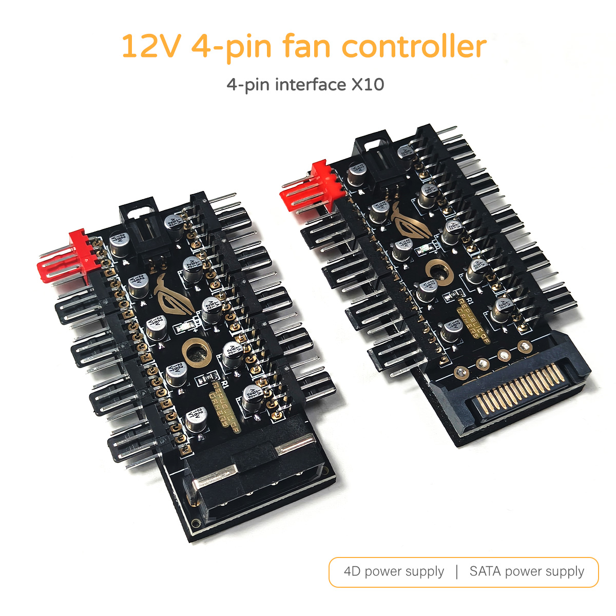 Pc Power Supply - 12V 4ピン PWM ファンコントローラーハブ、10ウェイファンスプリッター、PCケース冷却ファン用 SATA/4D 電源