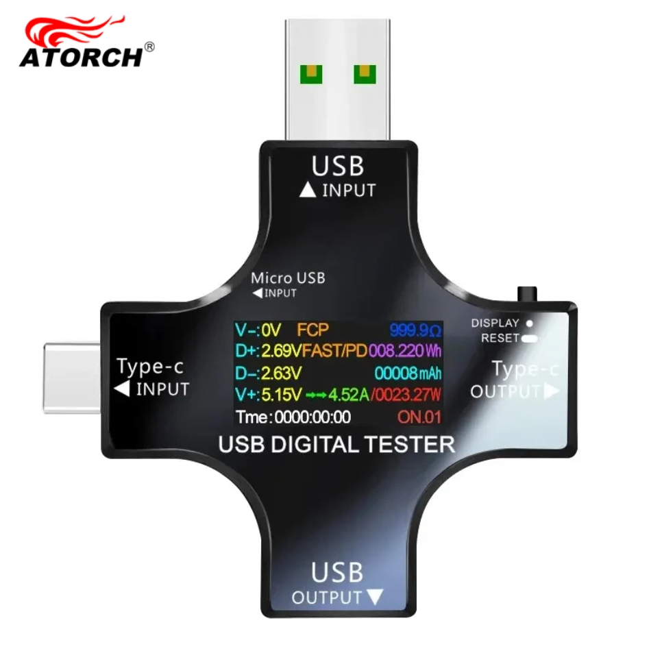 Power Supply Tester - USB テスター DC Type-C PD デジタル電圧計アンペア電圧電流モニター電流計検出器パワーバンク充電器容量計