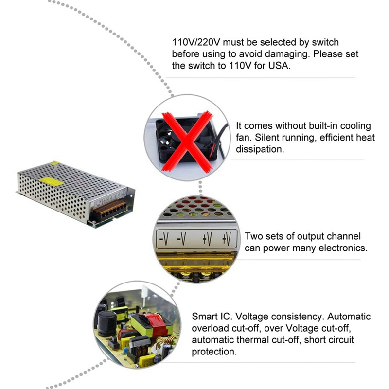 DC 12V 15A 180W 電源トランススイッチ AC  - Dc Power Supply 12V のレビューと価格