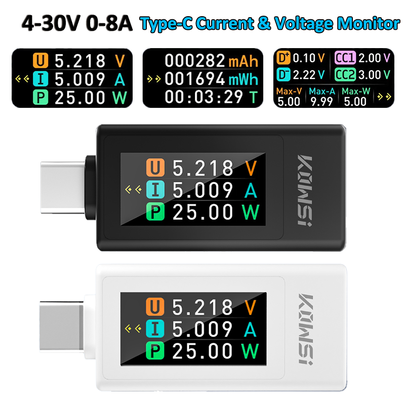 タイプ C カラースクリーンデジタル DC 電圧電流計パワー - Power Supply Tester のレビューと価格